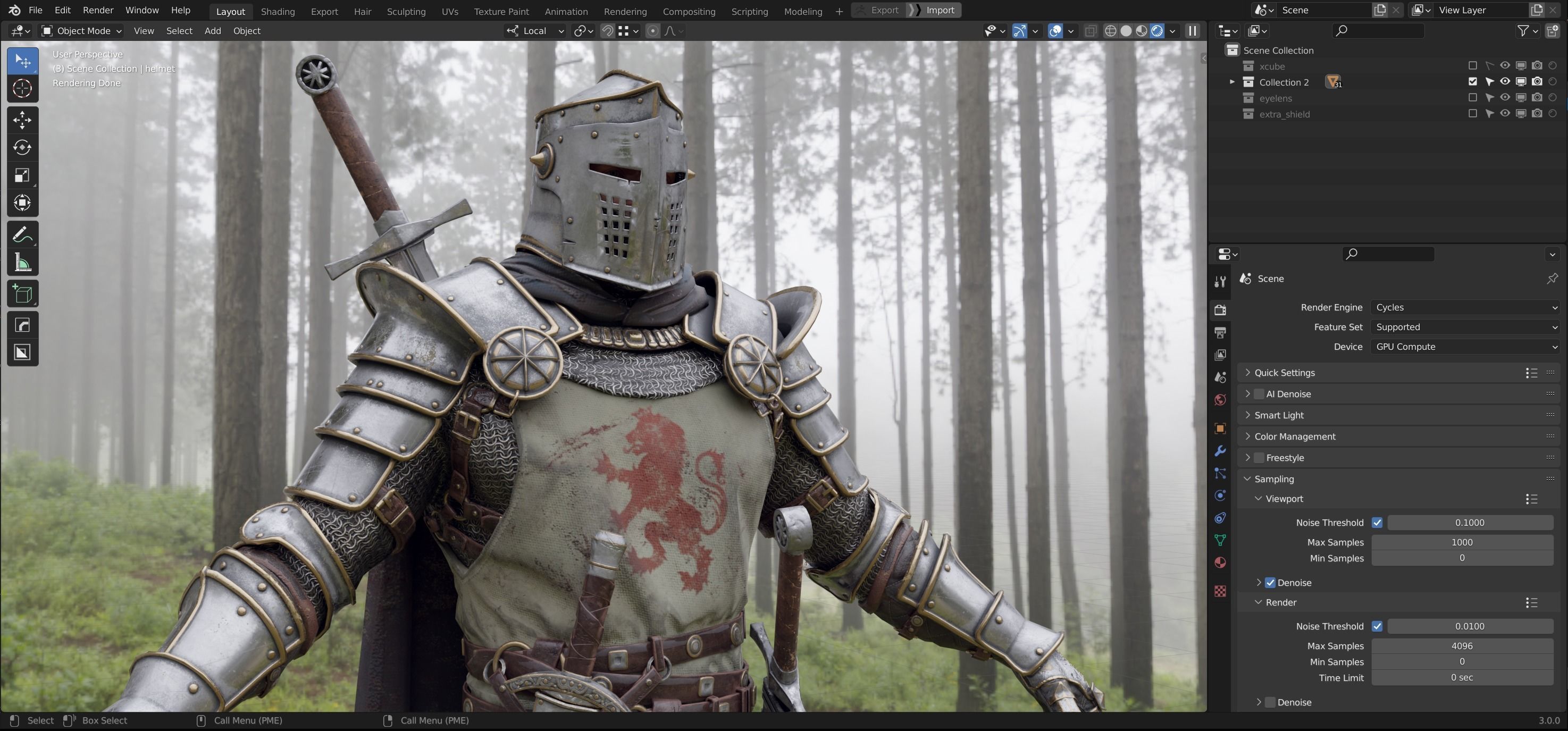 Crusader knight in armor Low-poly 3D model_31