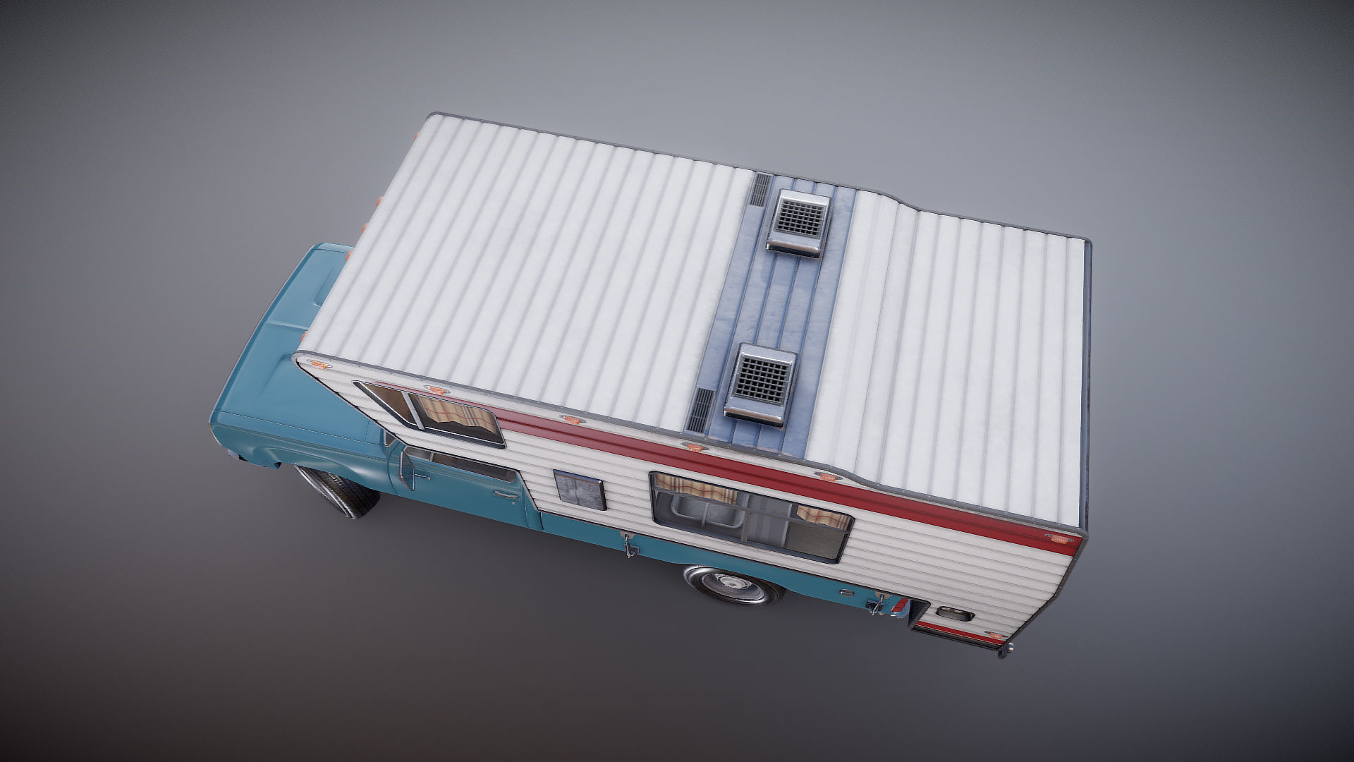 American camper truck Low-poly 3D model_22