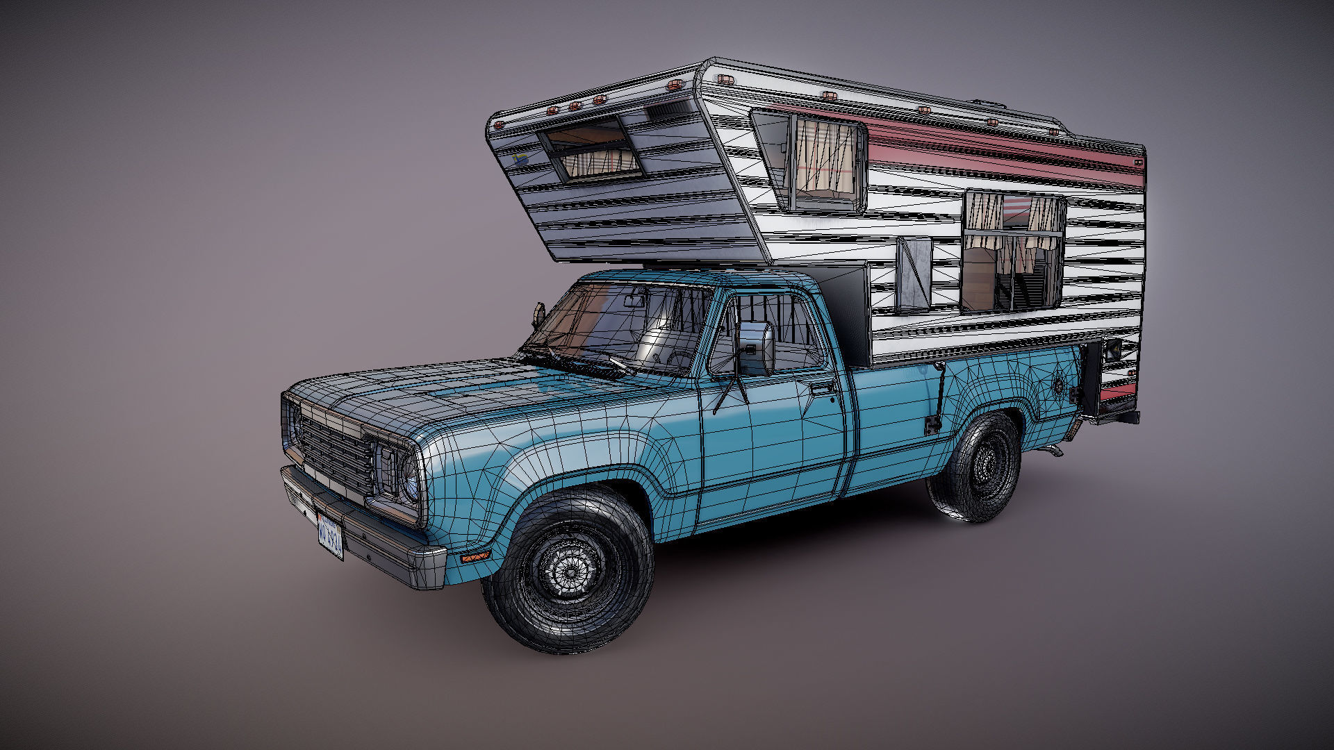 American camper truck Low-poly 3D model_23
