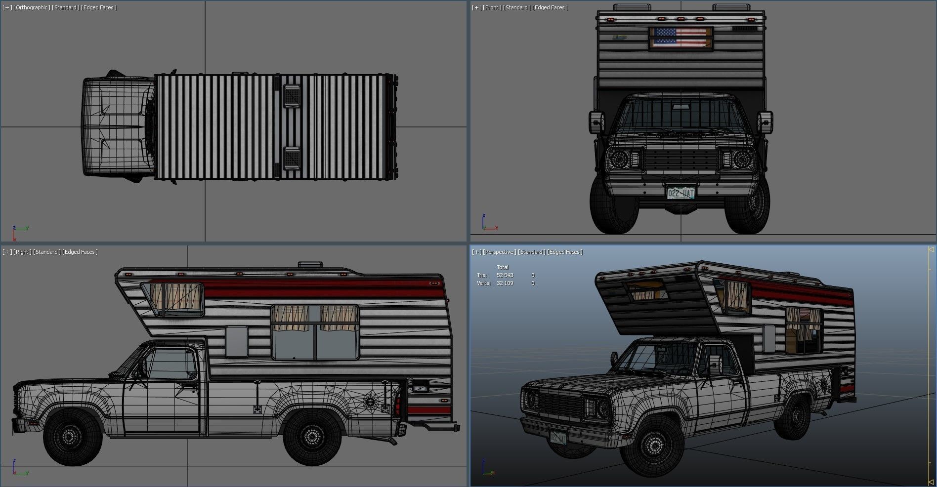 American camper truck Low-poly 3D model_35