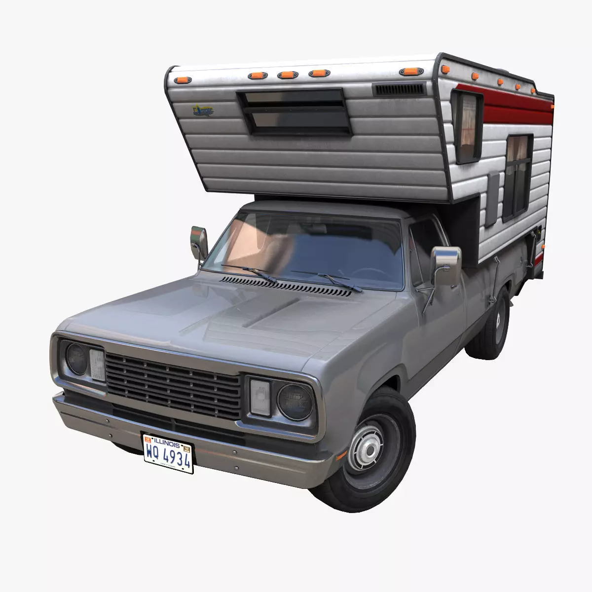 American camper truck Low-poly 3D model_0
