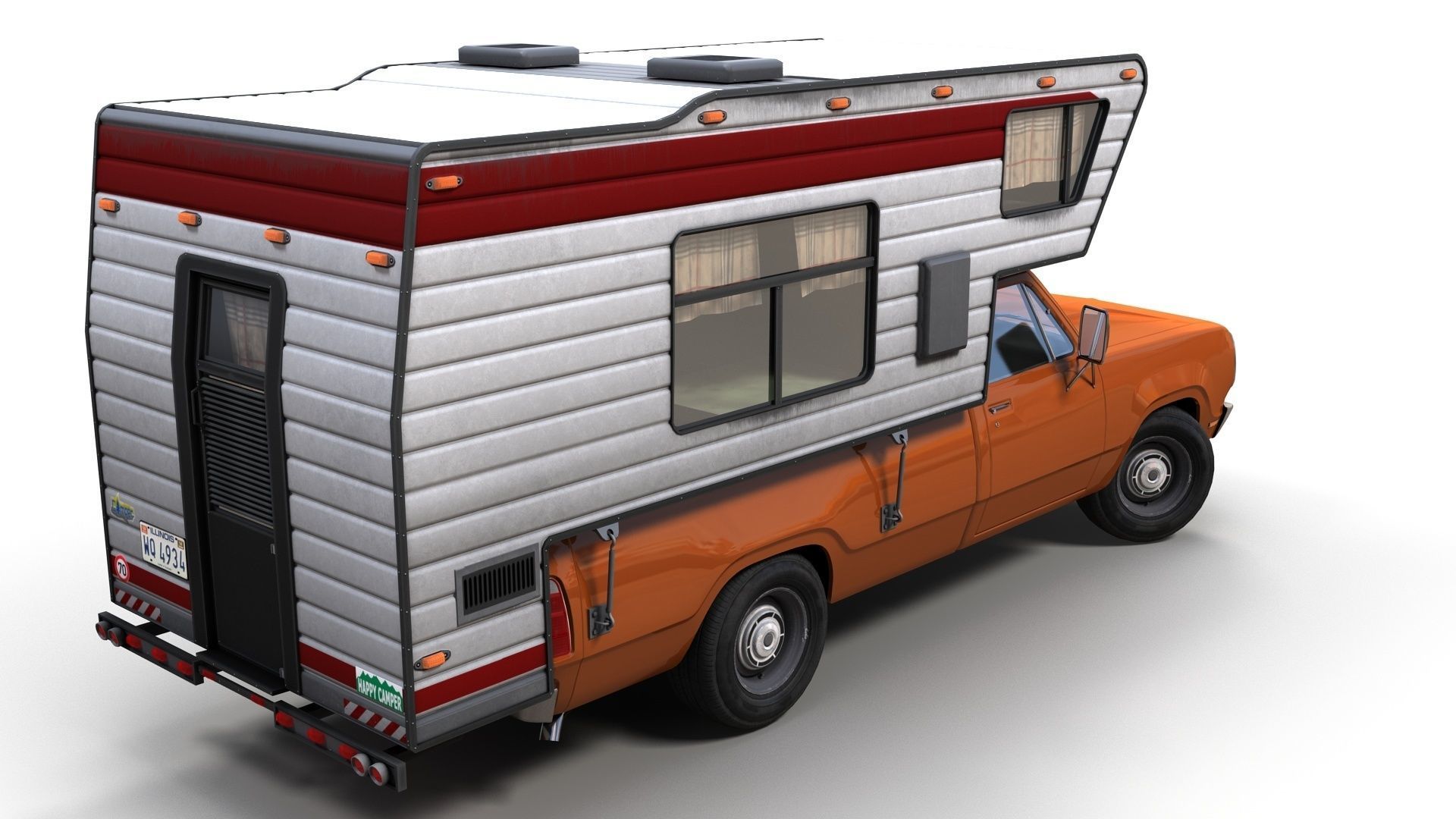 American camper truck Low-poly 3D model_2