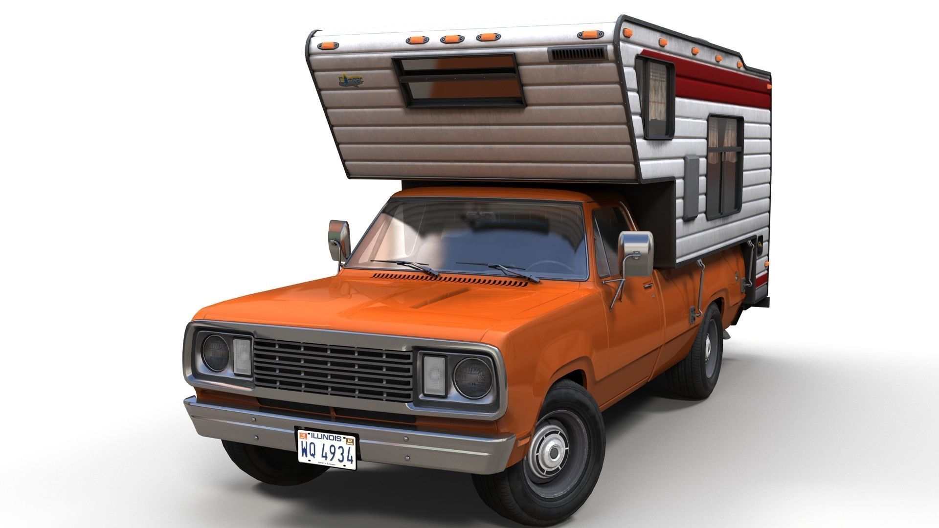 American camper truck Low-poly 3D model_7
