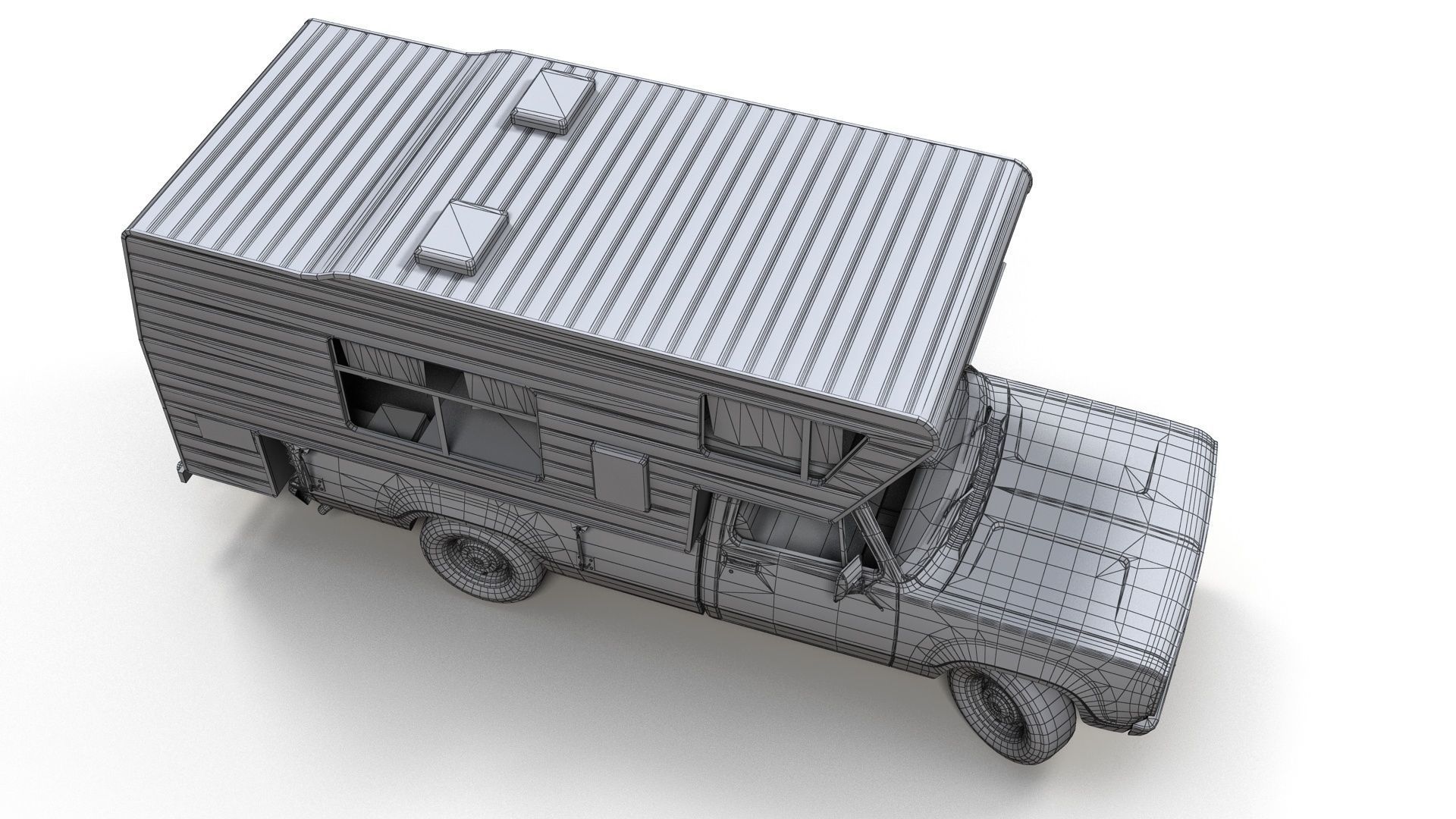 American camper truck Low-poly 3D model_10