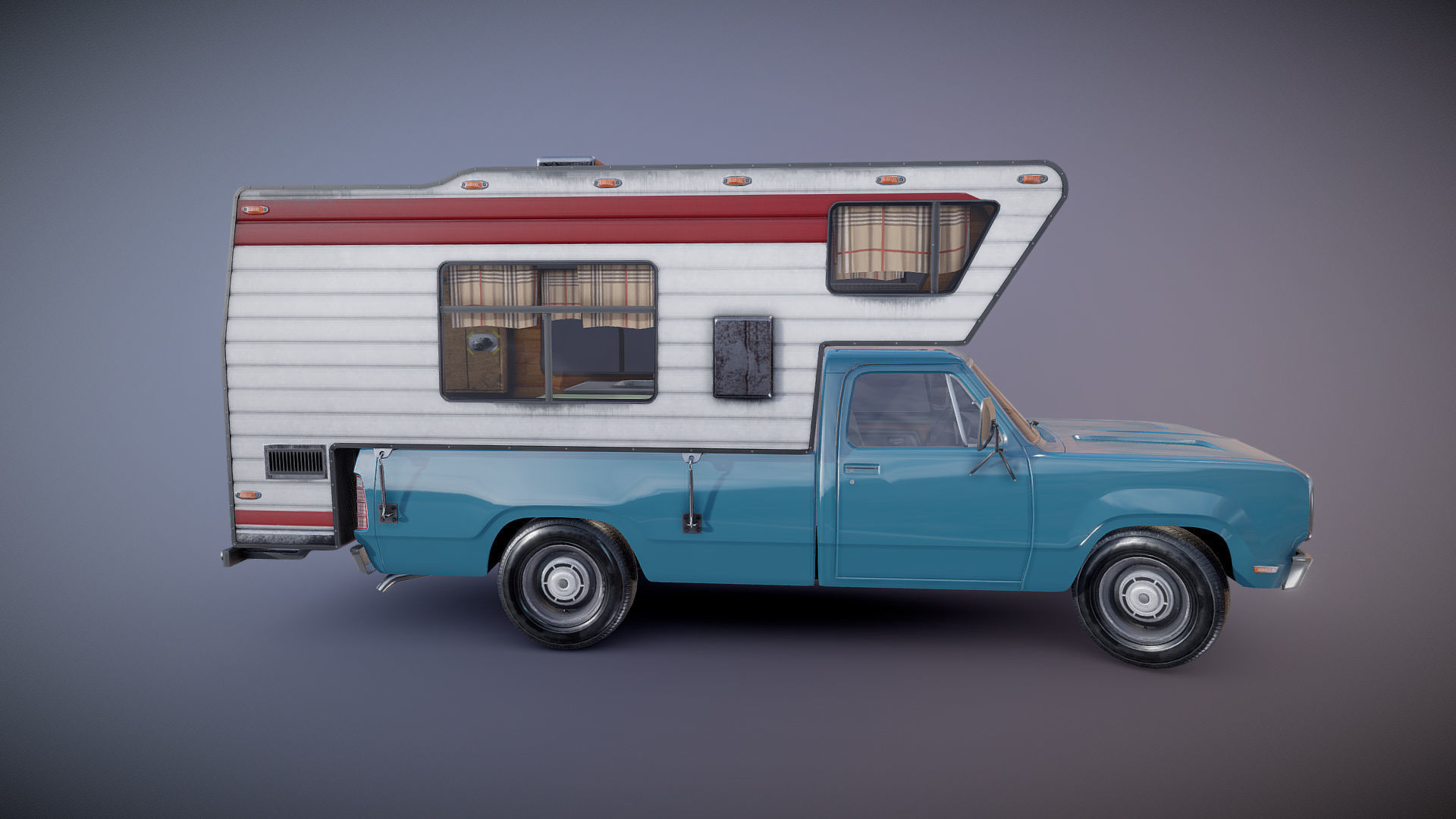 American camper truck Low-poly 3D model_18