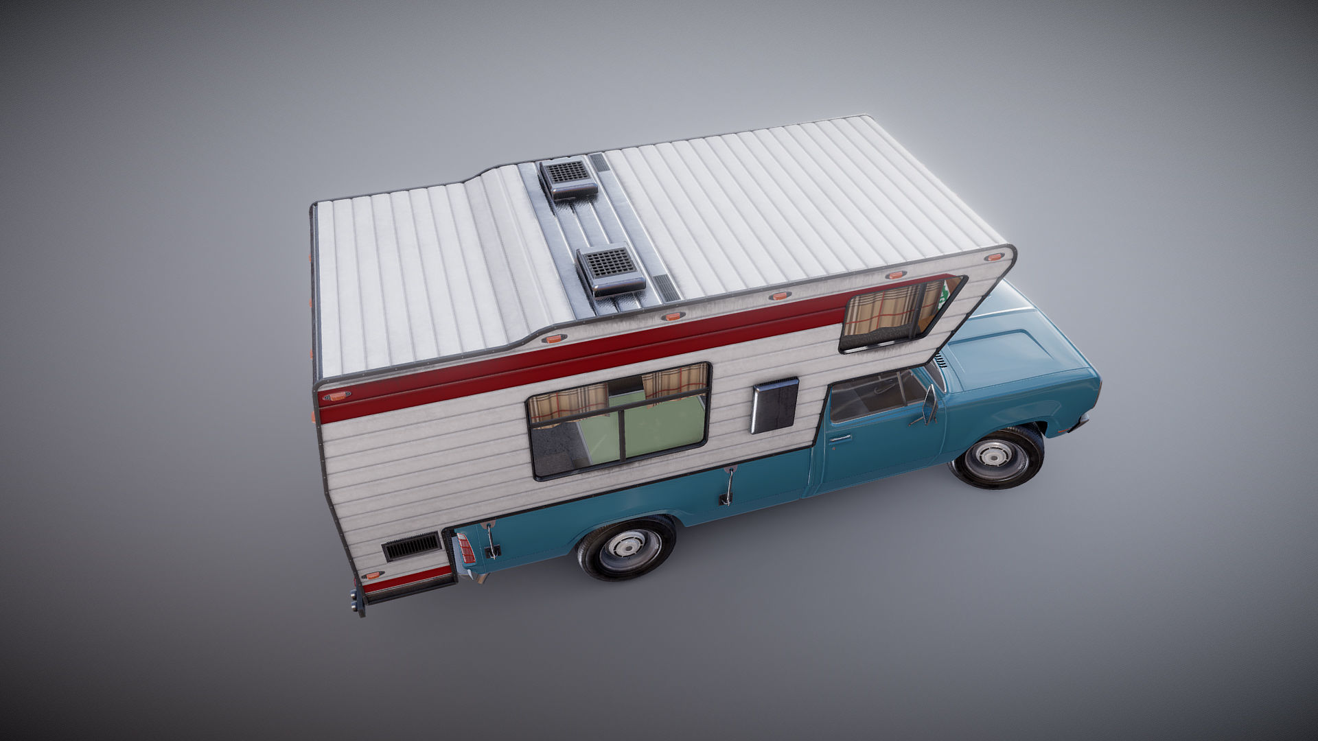 American camper truck Low-poly 3D model_17