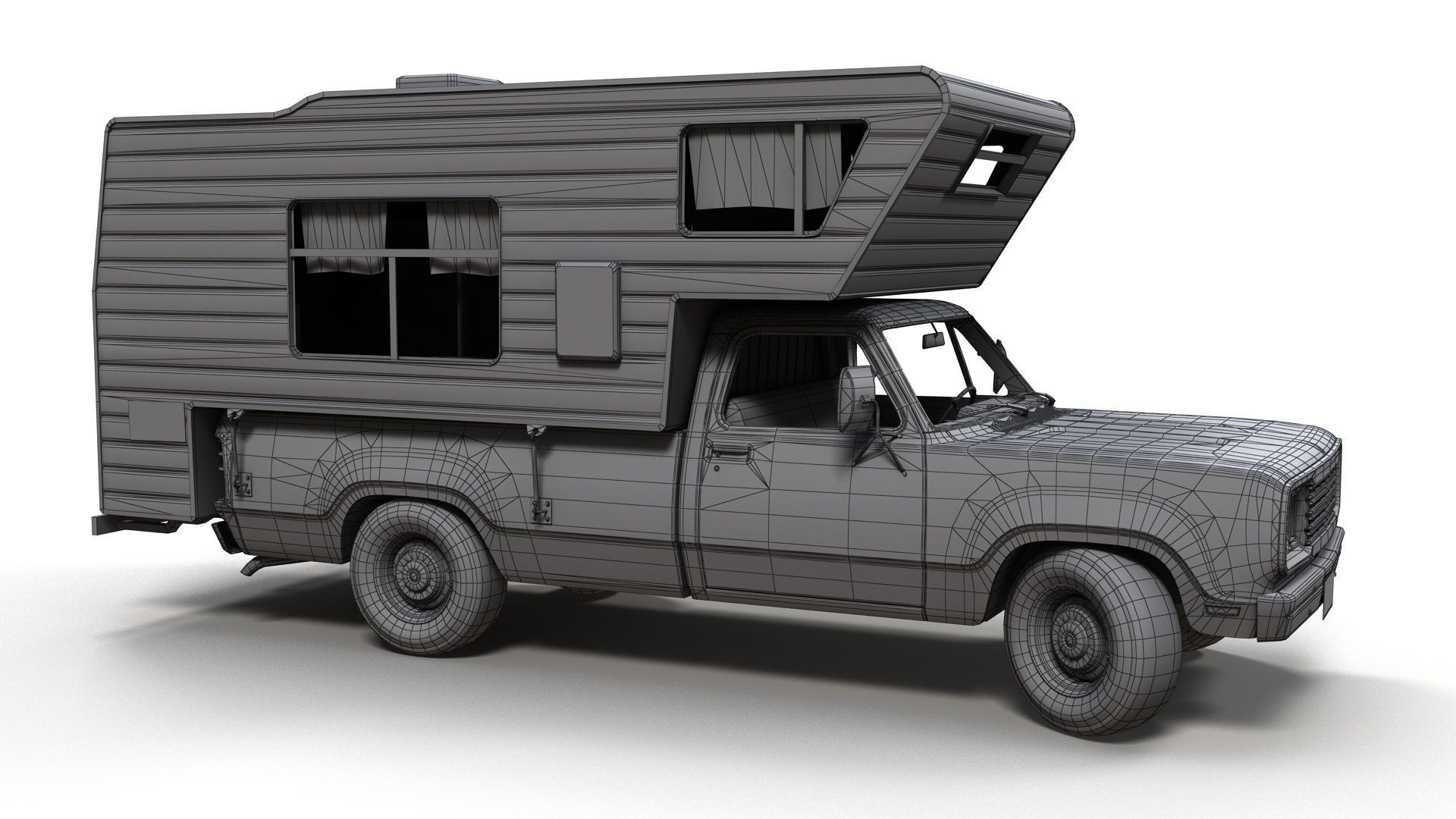 American camper truck Low-poly 3D model_13