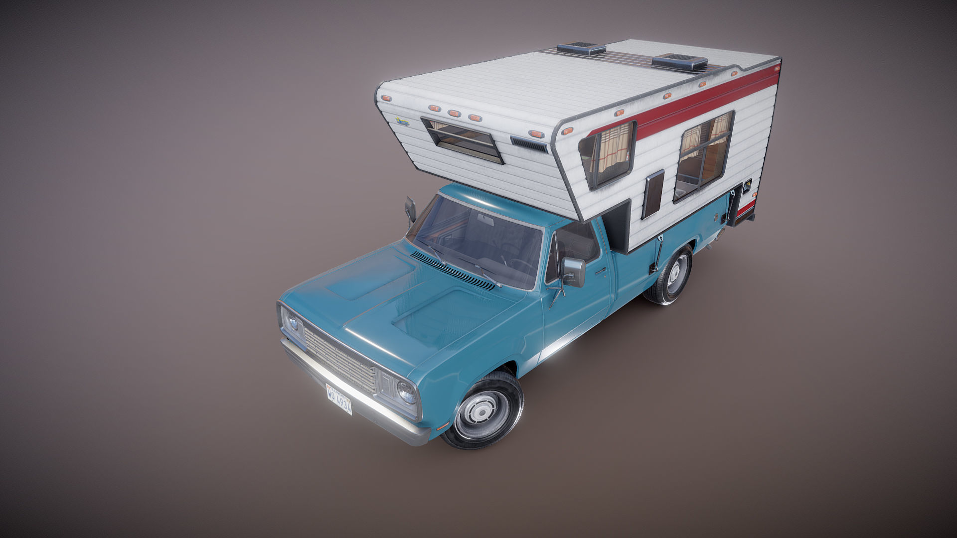 American camper truck Low-poly 3D model_16