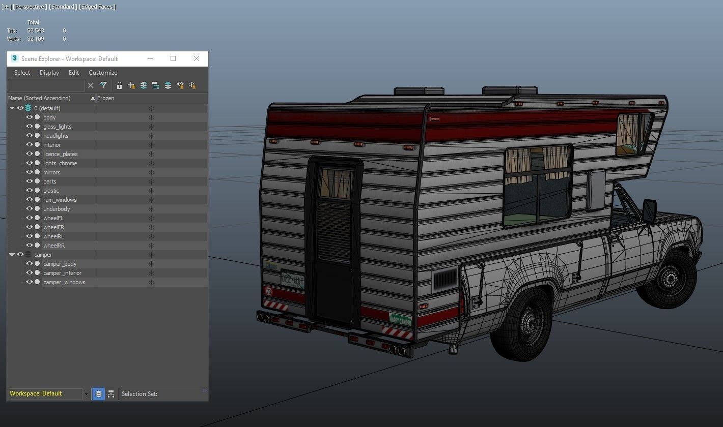 American camper truck Low-poly 3D model_34