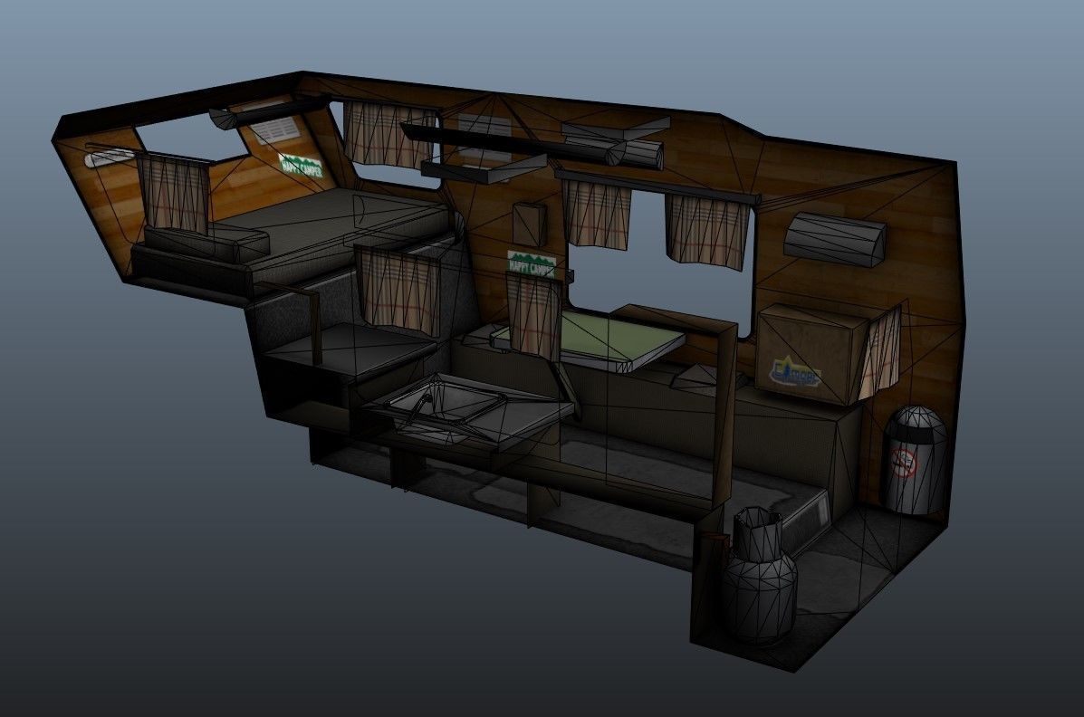 American camper truck Low-poly 3D model_41