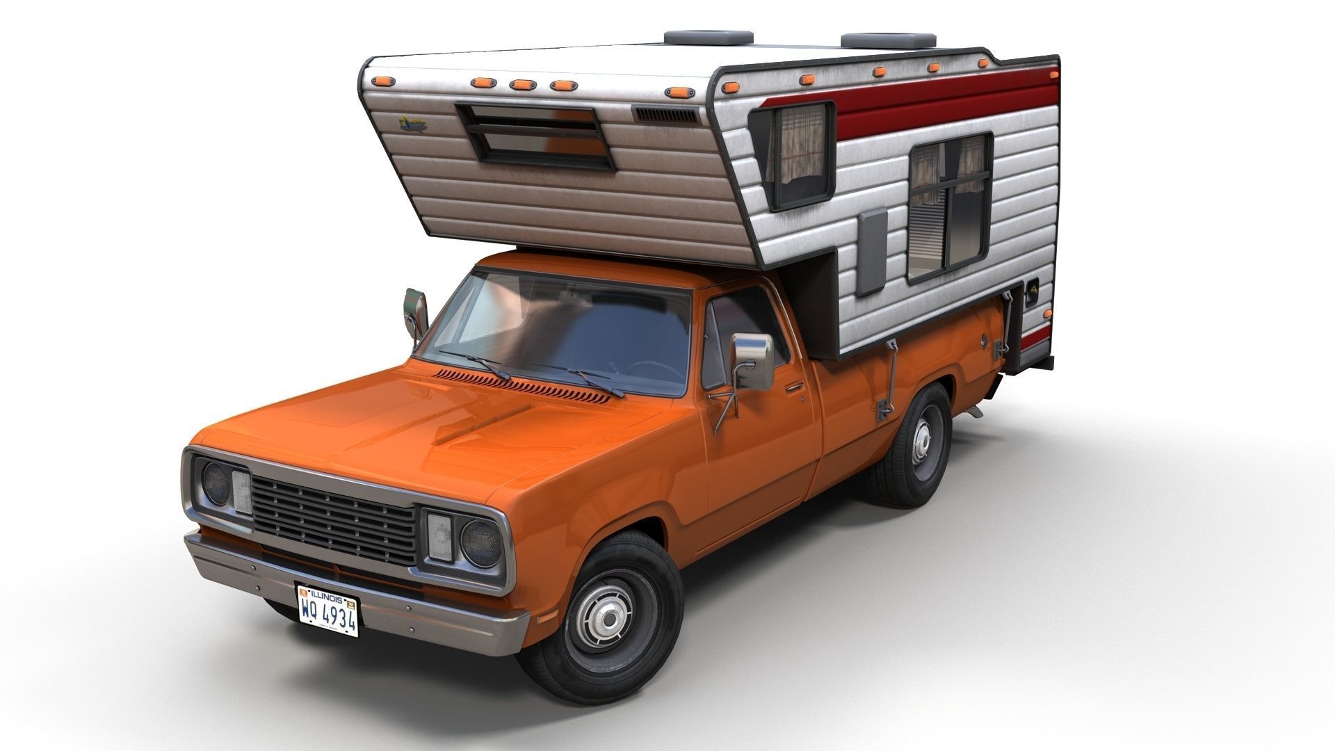 American camper truck Low-poly 3D model_1