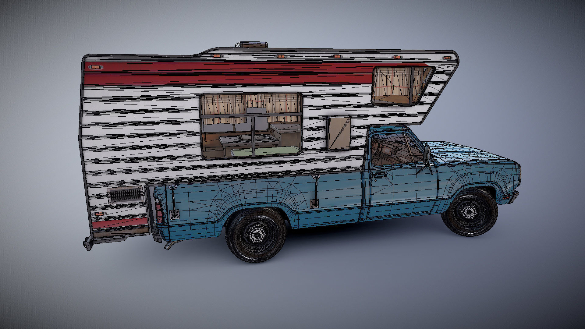 American camper truck Low-poly 3D model_26