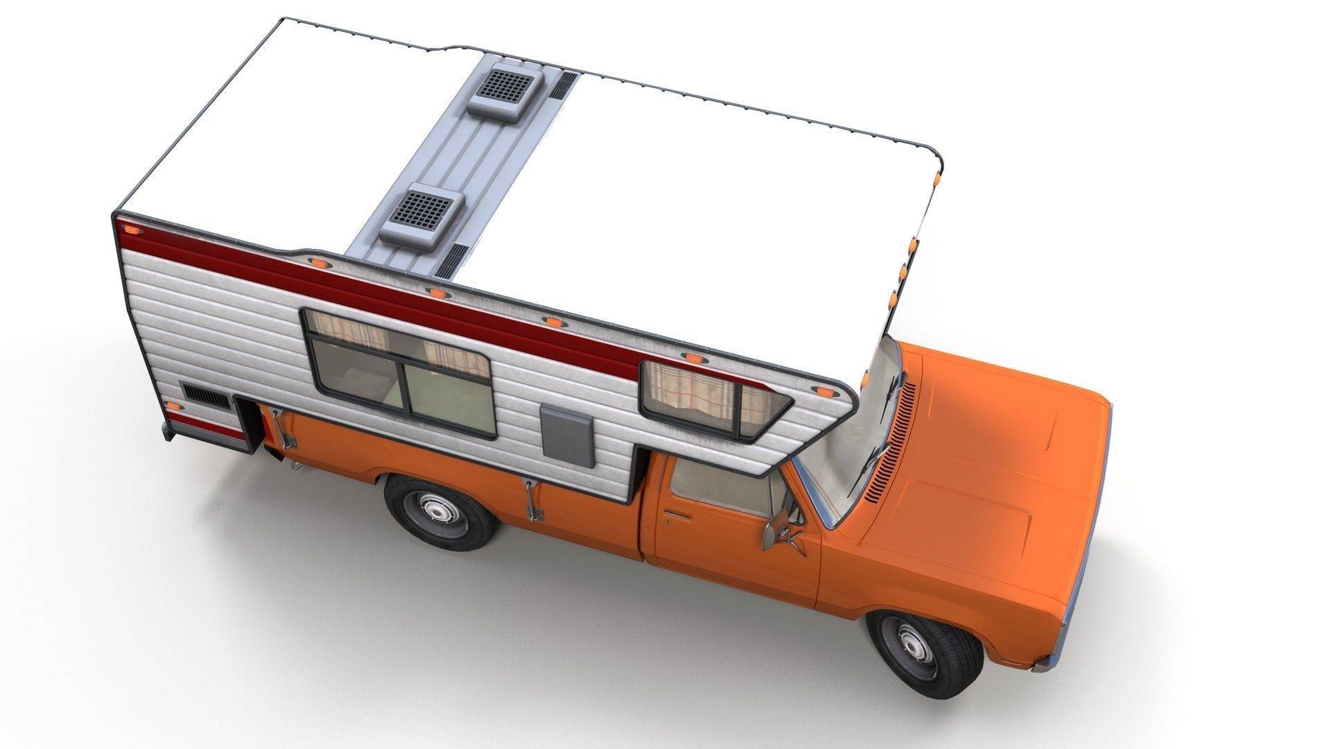 American camper truck Low-poly 3D model_3