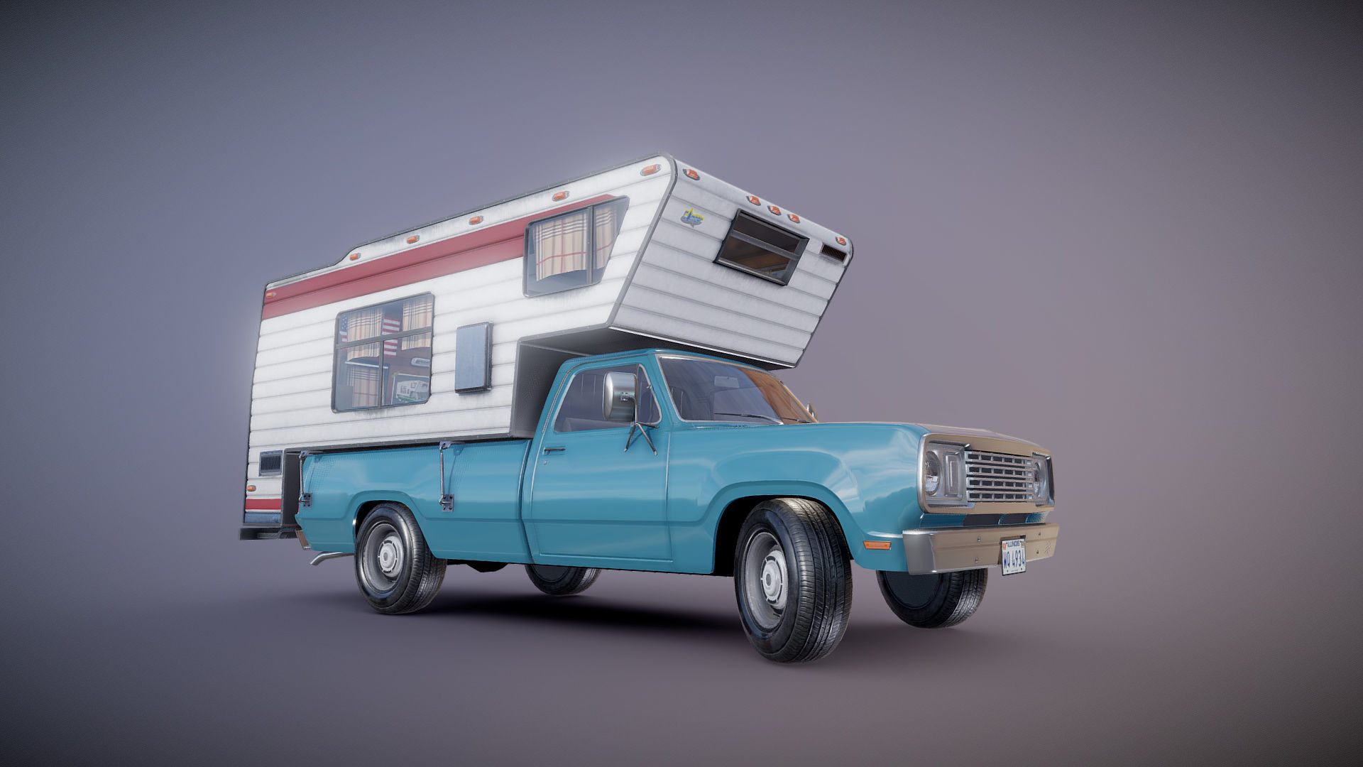 American camper truck Low-poly 3D model_21