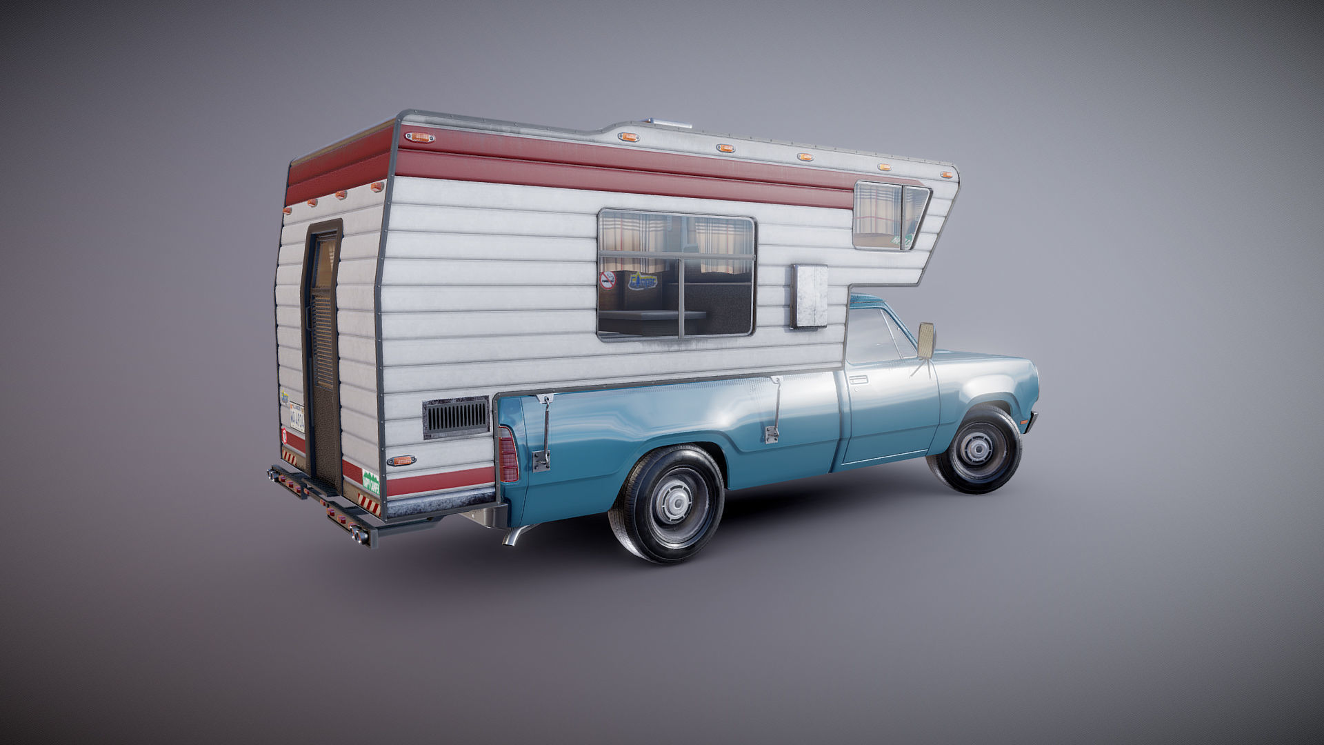 American camper truck Low-poly 3D model_15