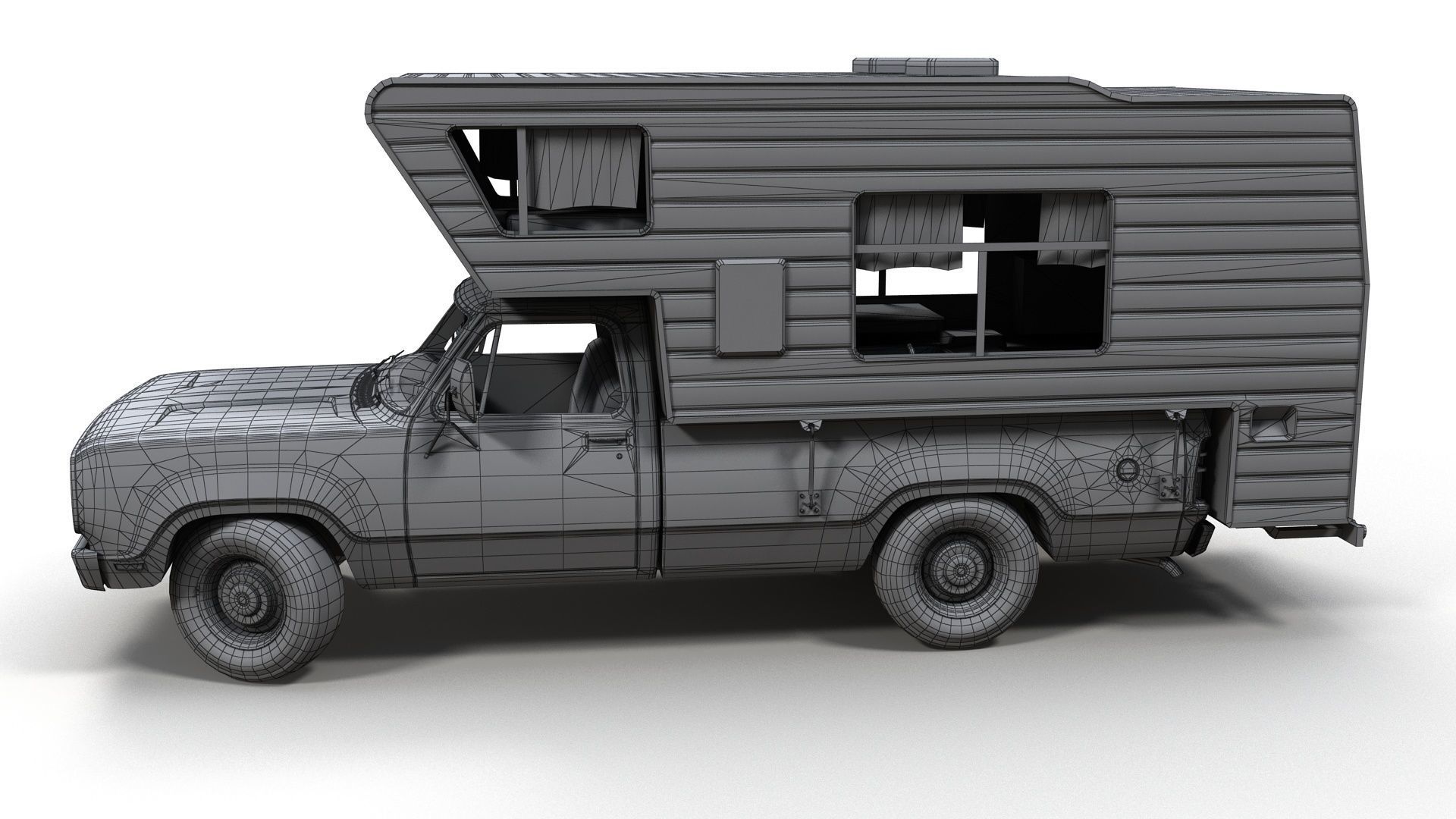 American camper truck Low-poly 3D model_11