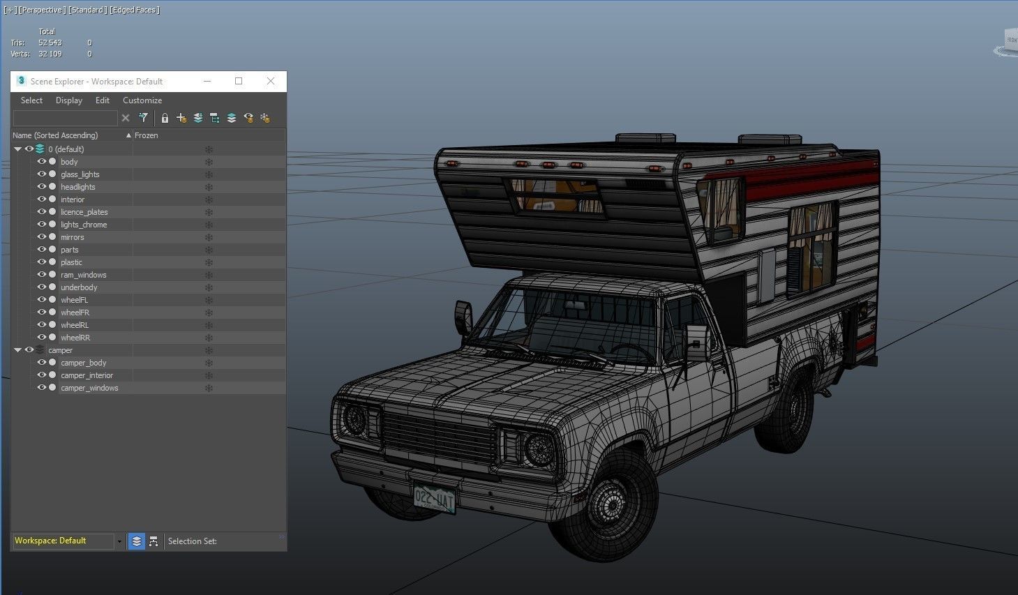 American camper truck Low-poly 3D model_33