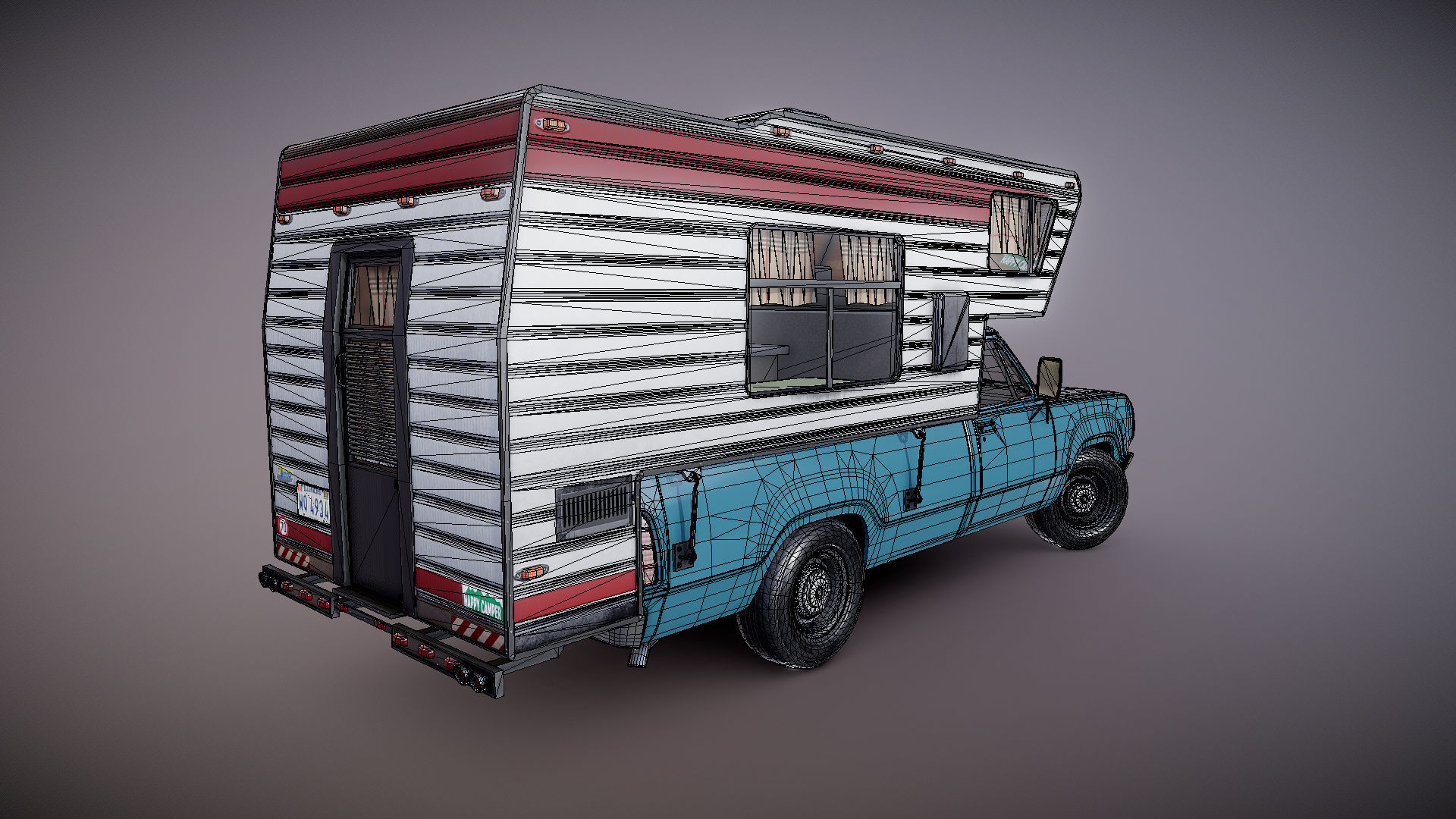 American camper truck Low-poly 3D model_24
