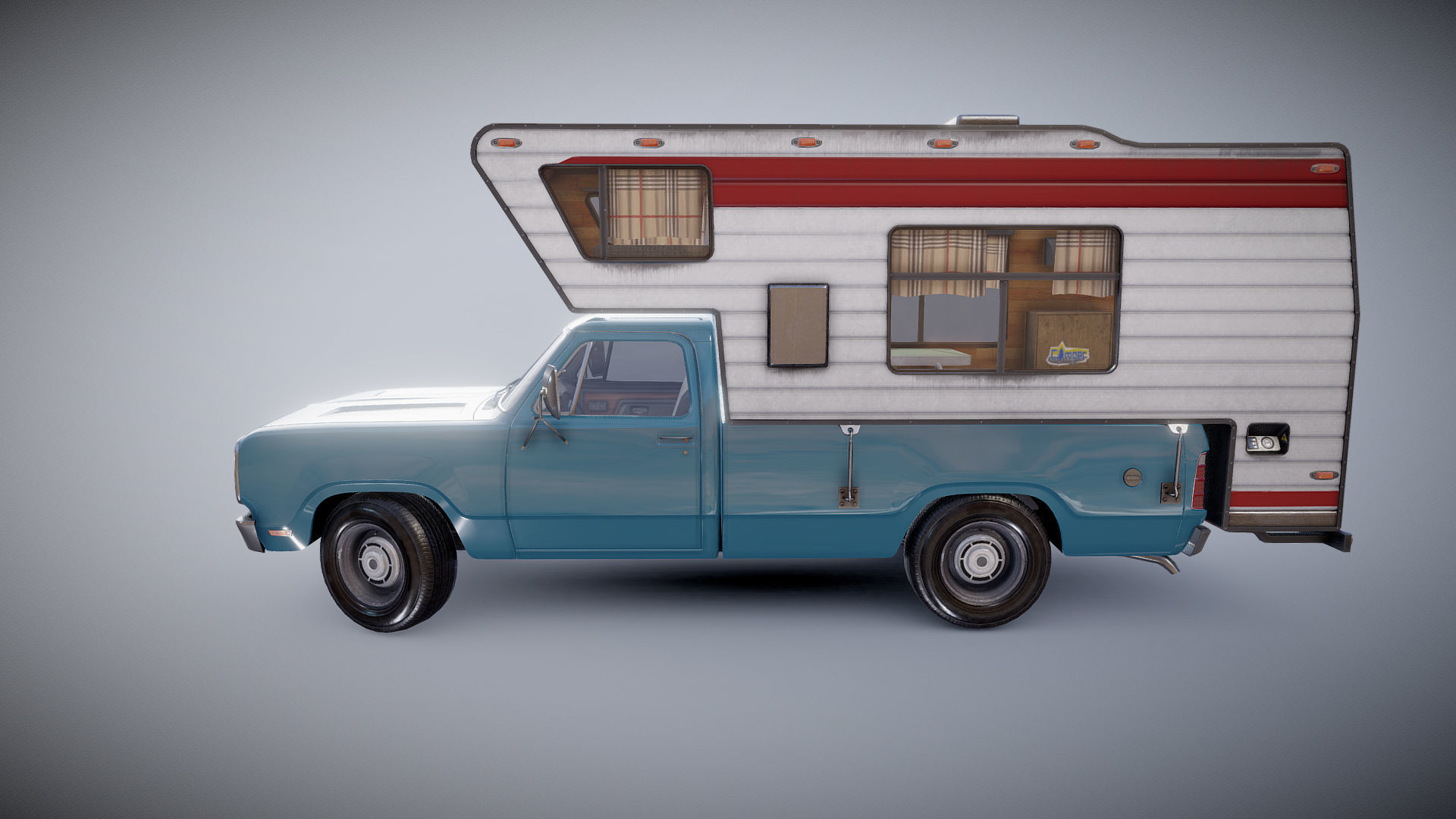 American camper truck Low-poly 3D model_19
