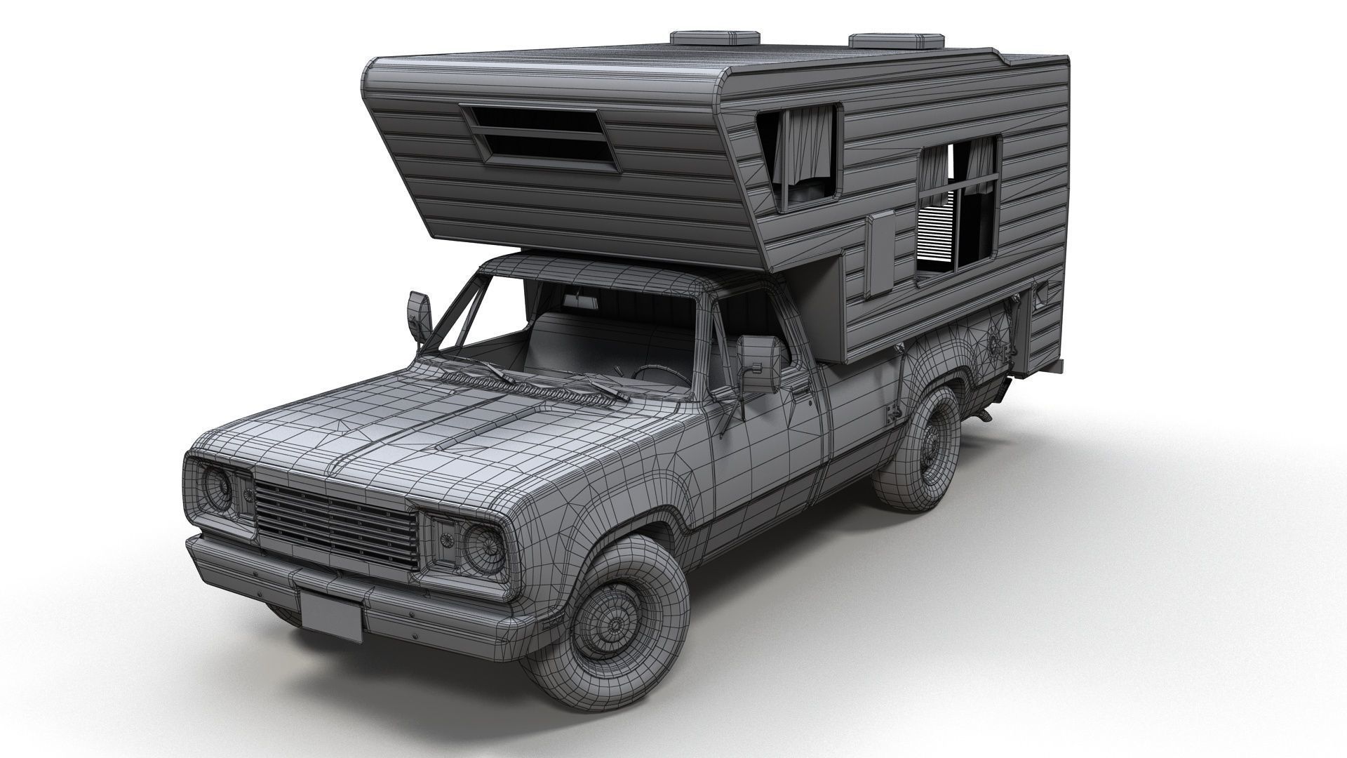 American camper truck Low-poly 3D model_8