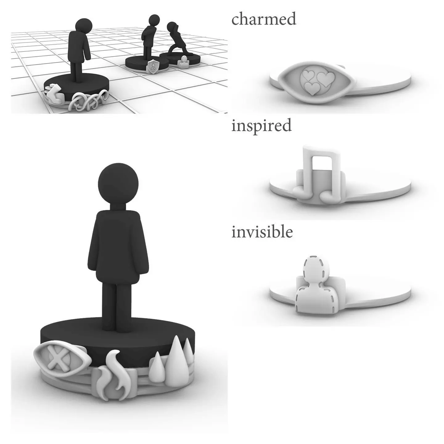 condition marker stacking plates charmed inspired invisible 3D print model_0