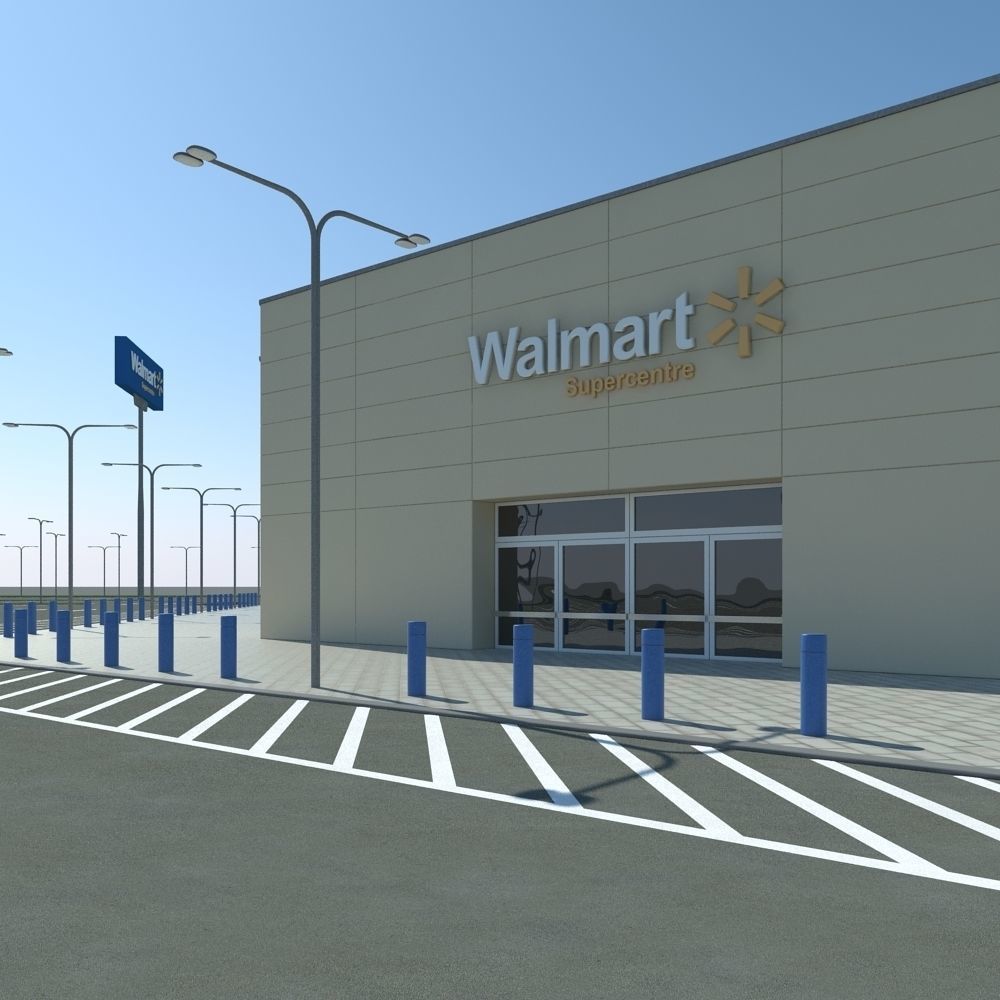 Walmart with Parking Lot  3D model_15