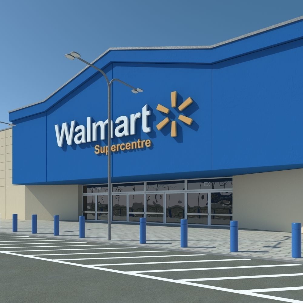 Walmart with Parking Lot  3D model_4