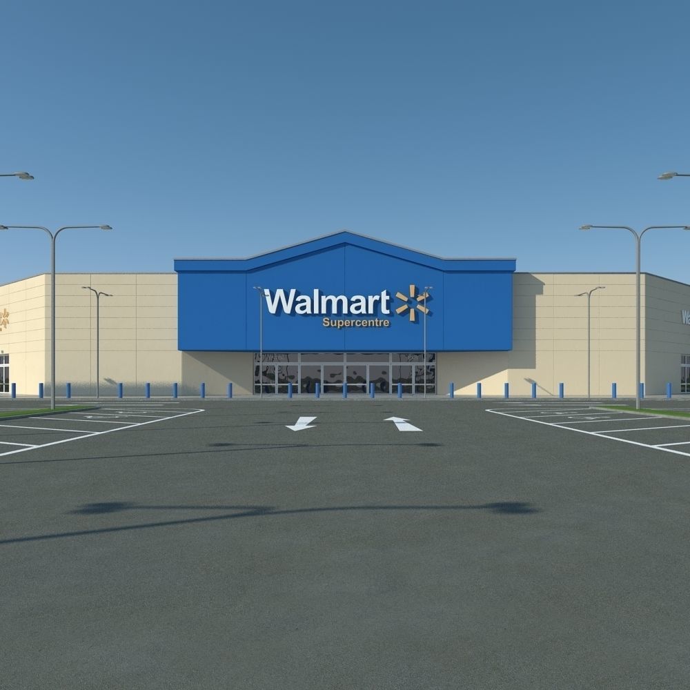 Walmart with Parking Lot  3D model_1