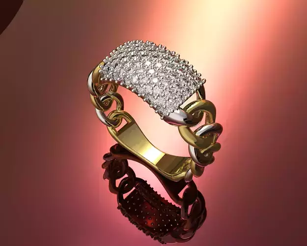 0107 - Cuban Chain Diamond Hiphop Ring