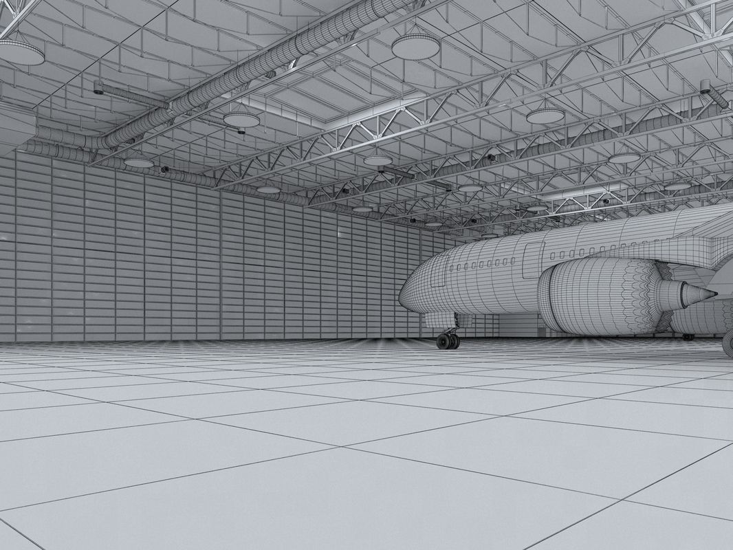 Hangar boeing 3D model_14