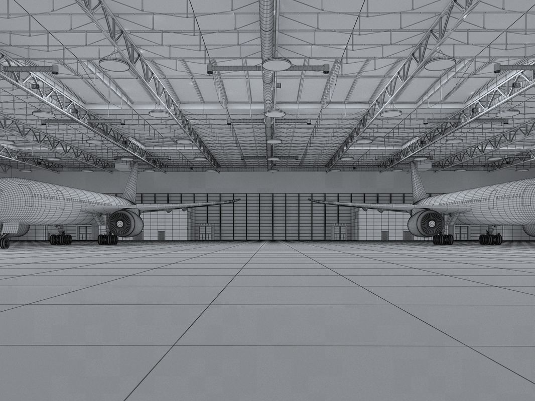 Hangar boeing 3D model_16