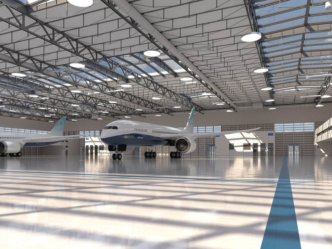 Hangar boeing 3D model_1