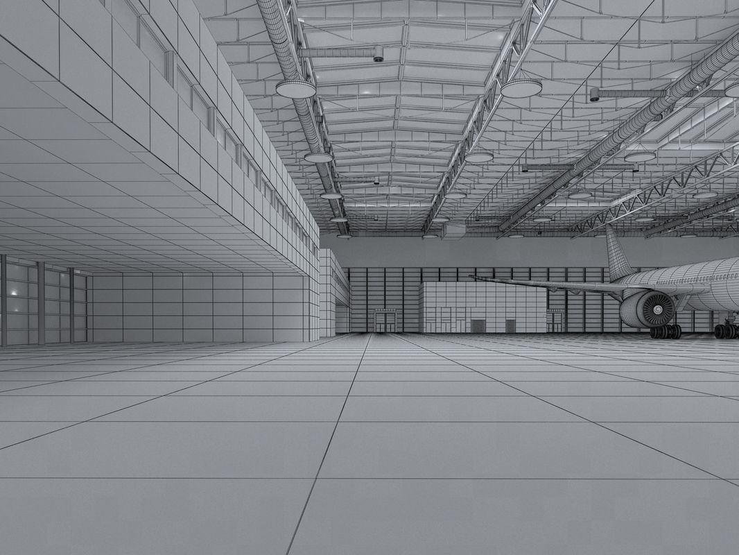 Hangar boeing 3D model_17
