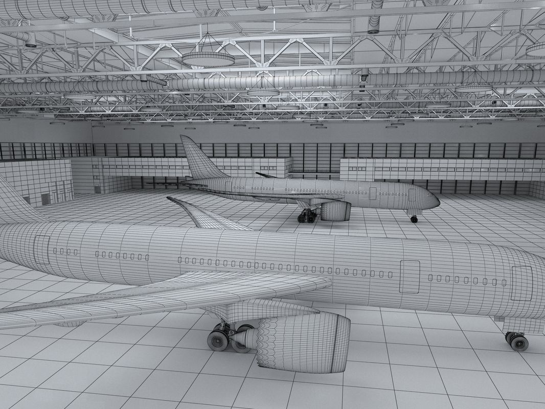 Hangar boeing 3D model_19
