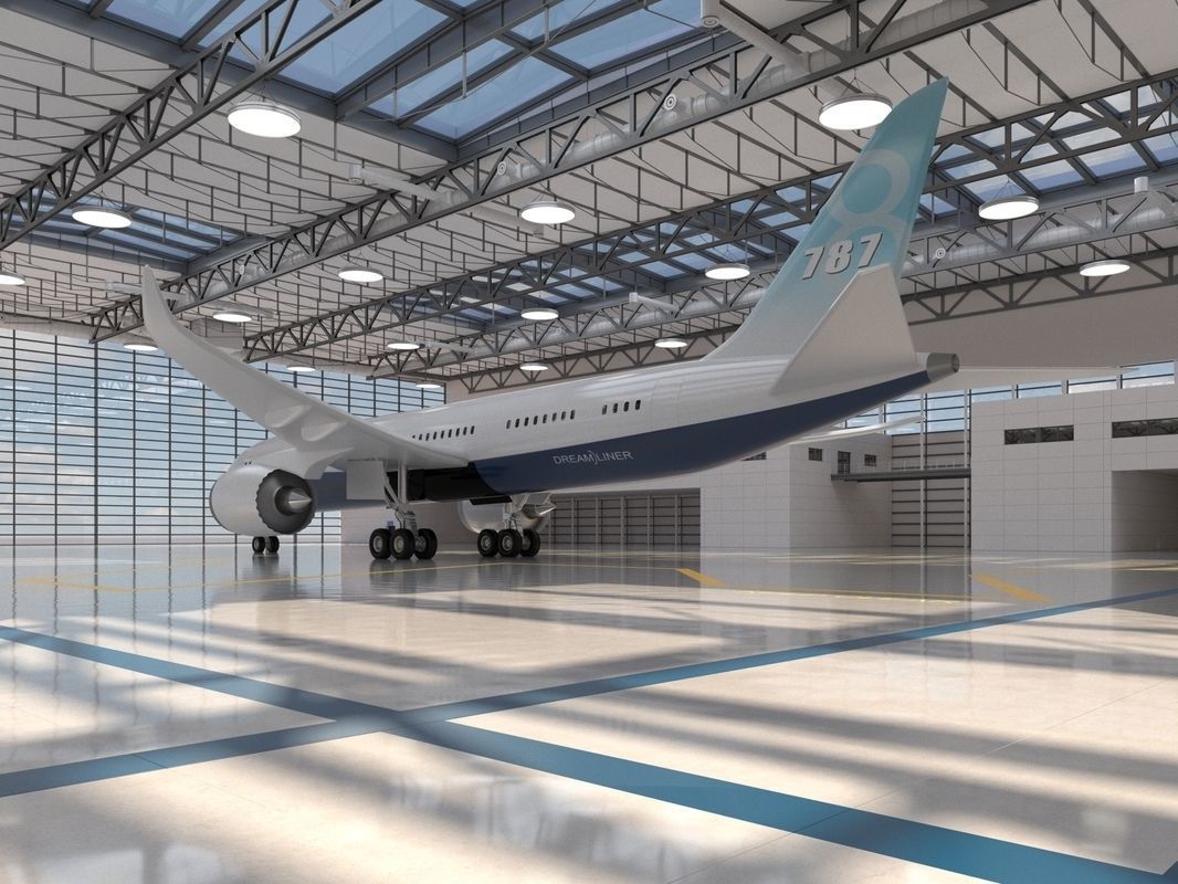 Hangar boeing 3D model_5