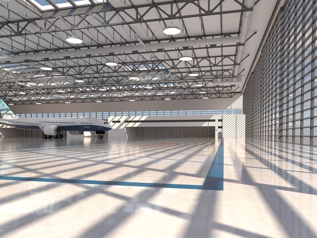 Hangar boeing 3D model_8
