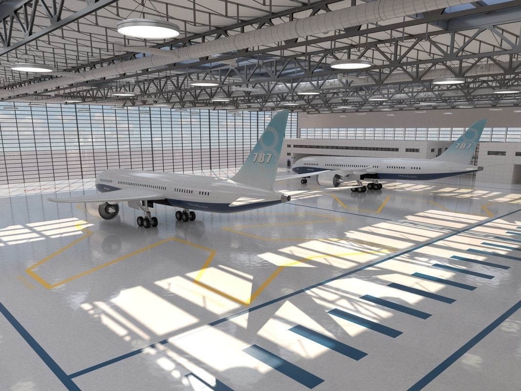 Hangar boeing 3D model_10