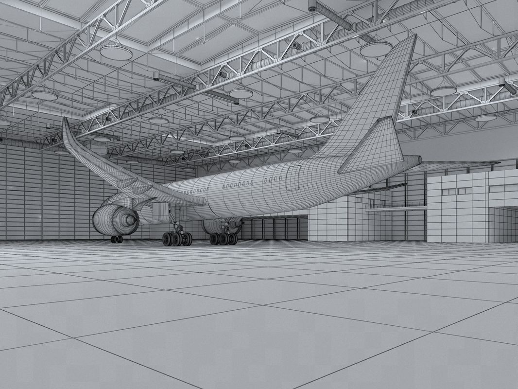 Hangar boeing 3D model_15