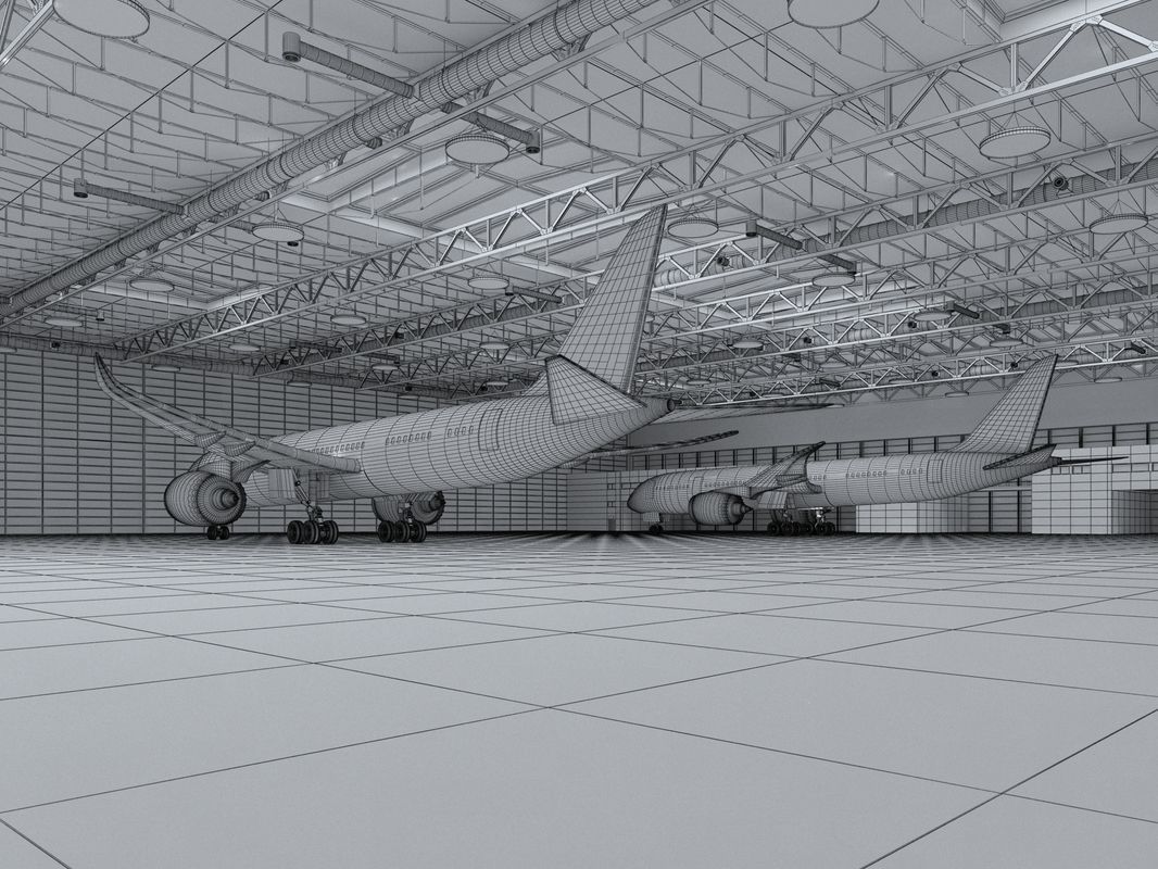 Hangar boeing 3D model_12