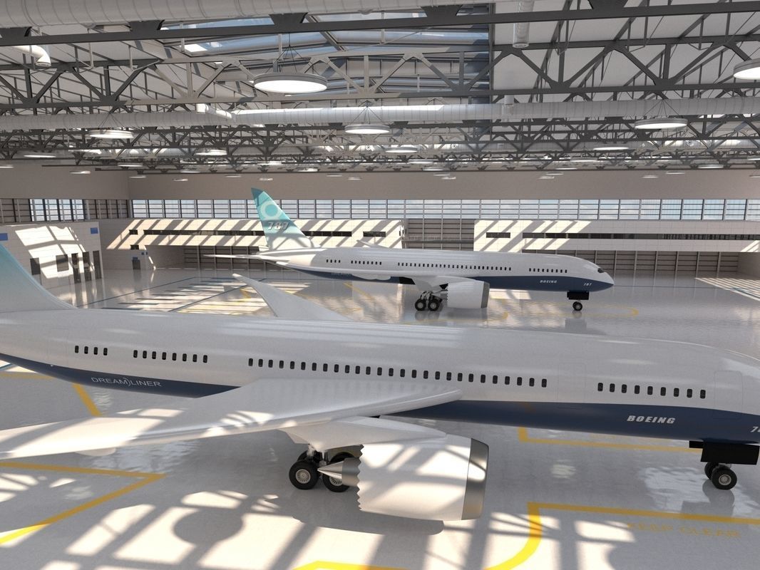 Hangar boeing 3D model_9
