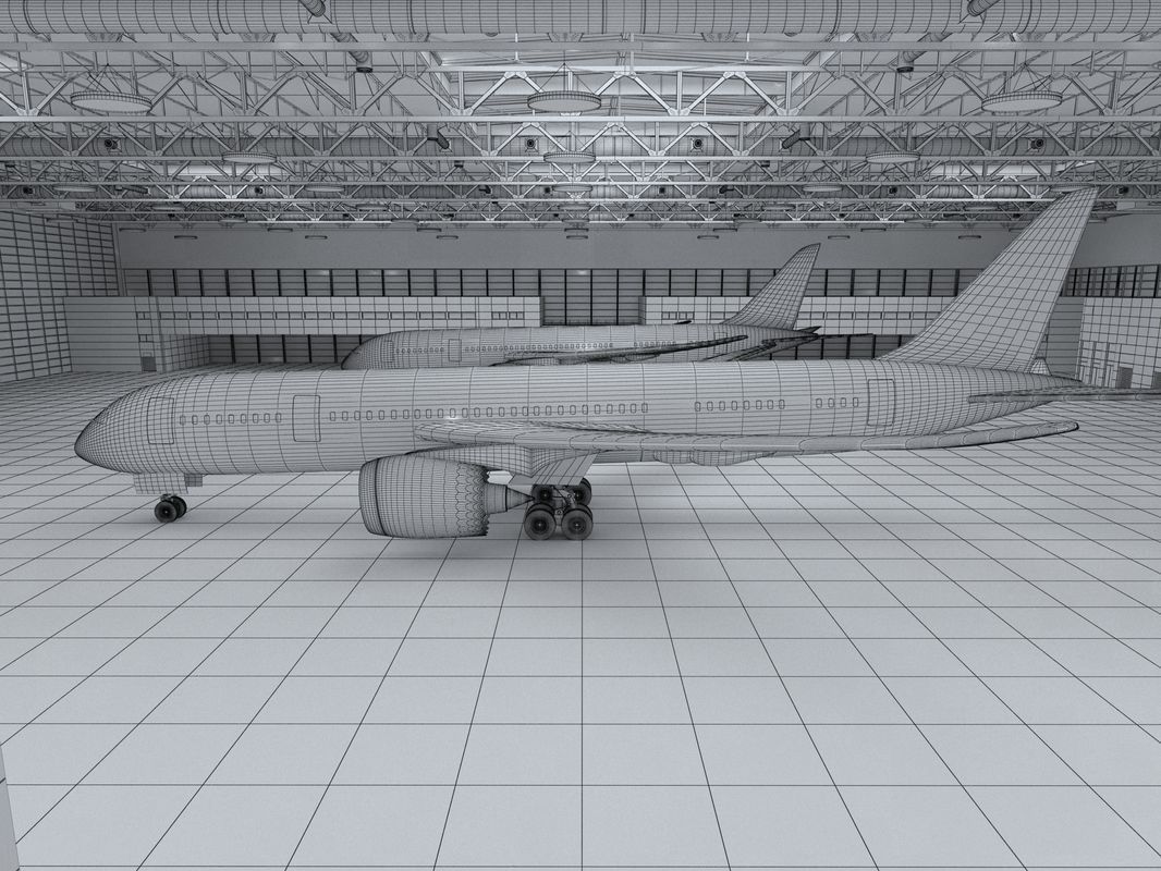 Hangar boeing 3D model_13