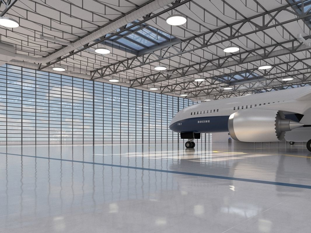 Hangar boeing 3D model_4