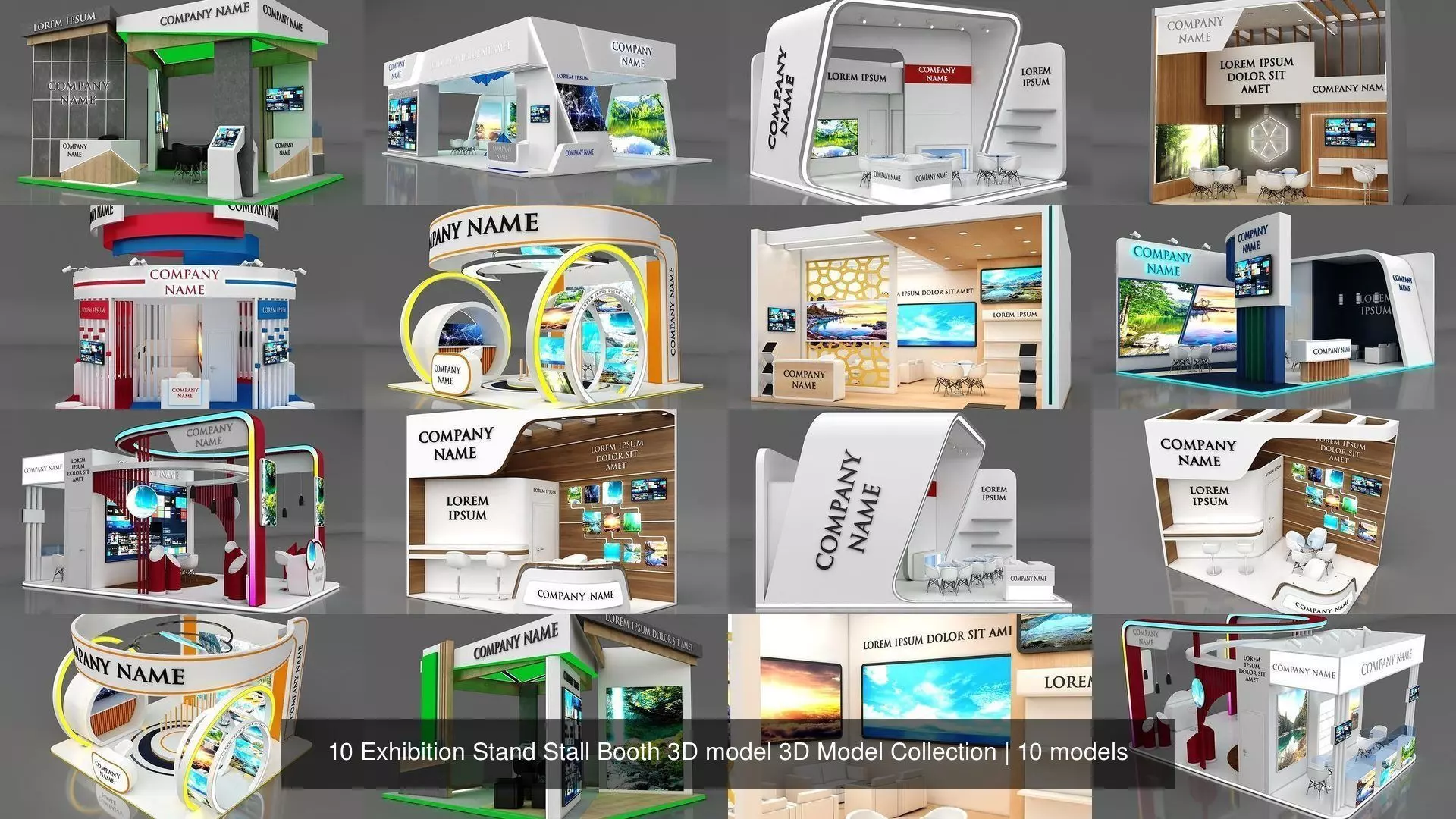 10 Exhibition Stand Stall Booth 3D model 3D Model Collection _0