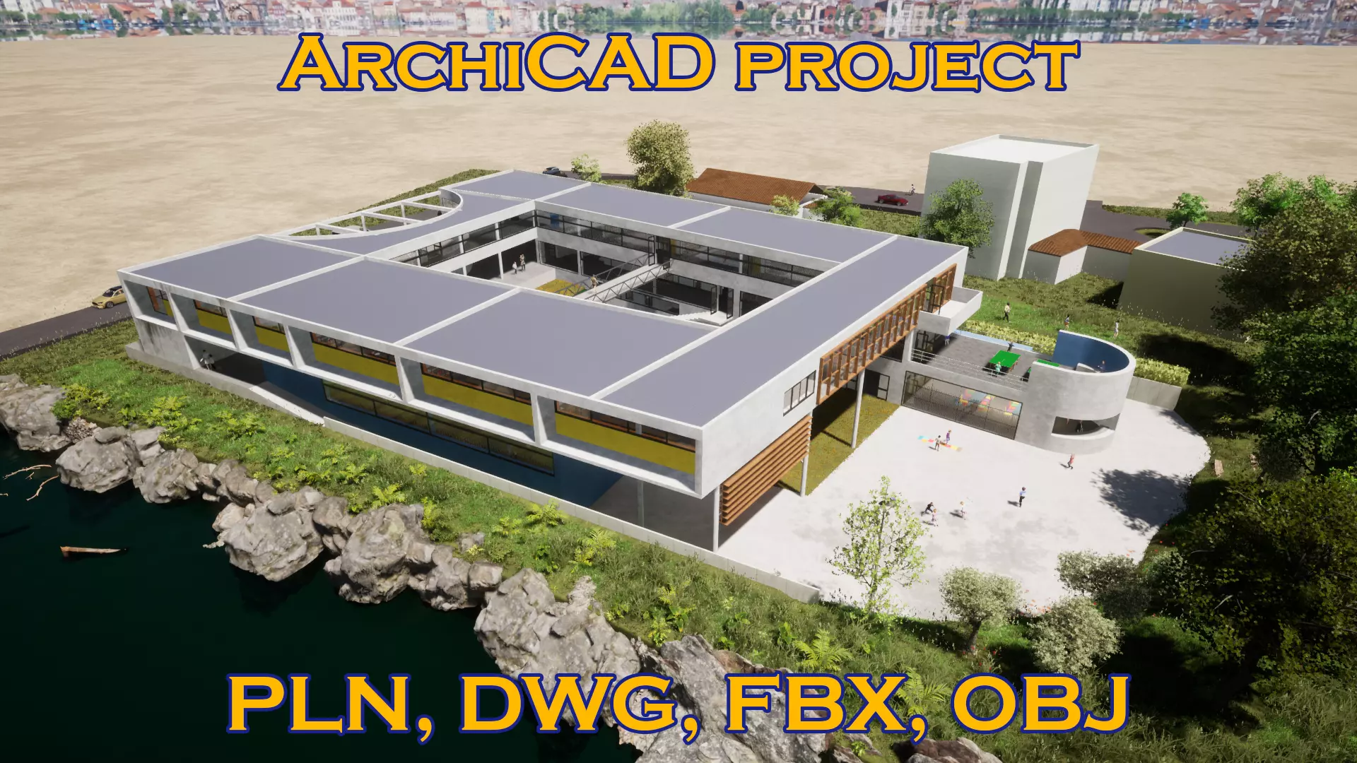 PUBLIC ELEMENTARY SCHOOL for Archicad with plans obj and fbx 3D model_0