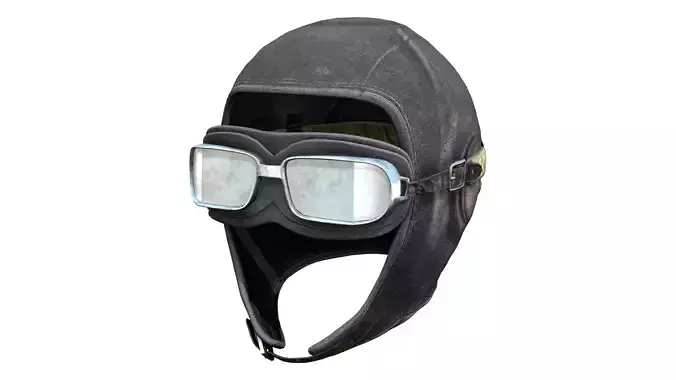 Leather Aviator Cap With Goggles Low-poly 3D model