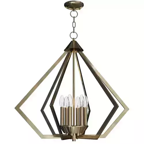 Prism Wide Antique Brass 6 Light Chandelier