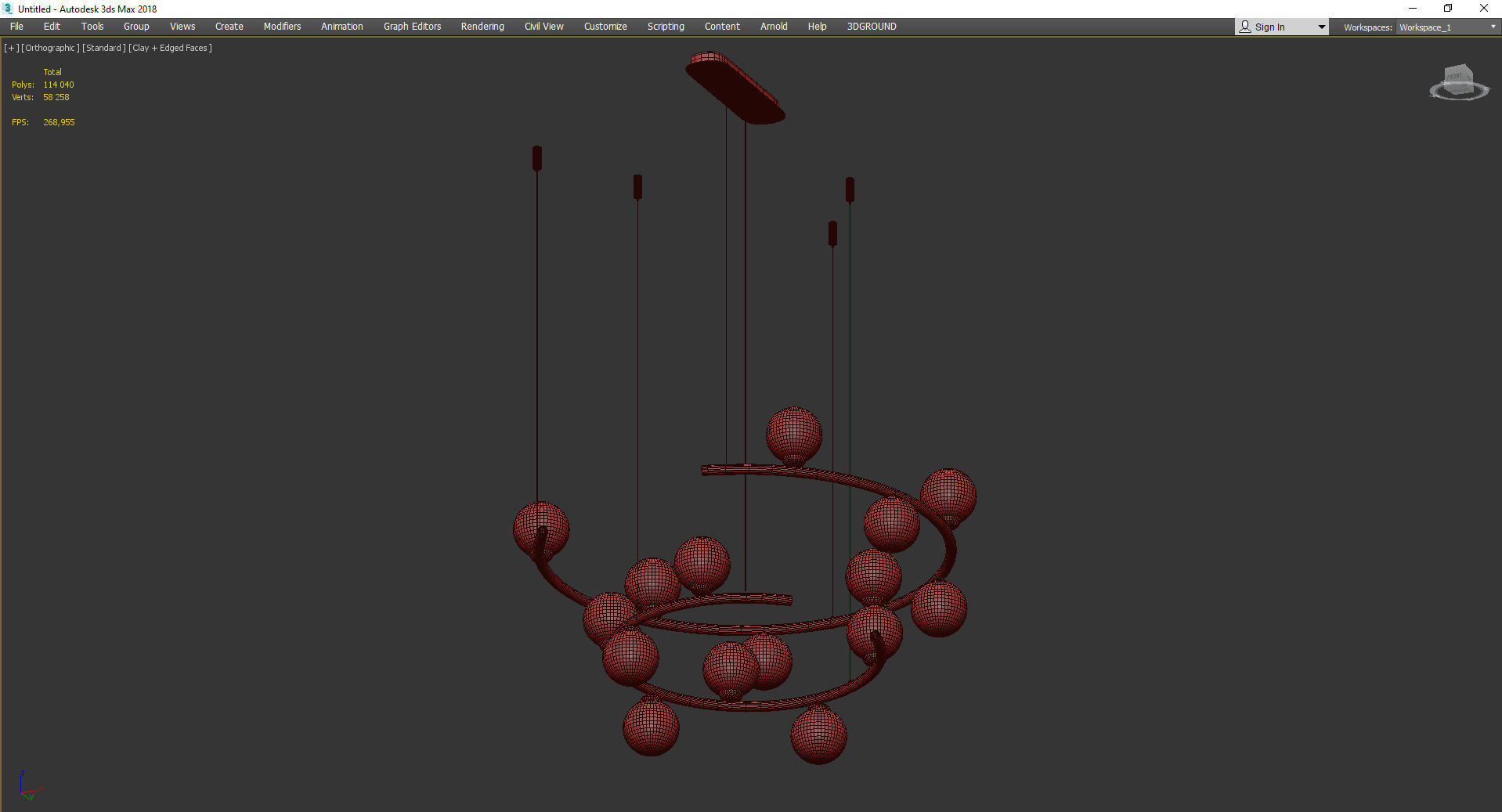 IMERENSE chandelier with balls hanging from it Low-poly 3D model_4