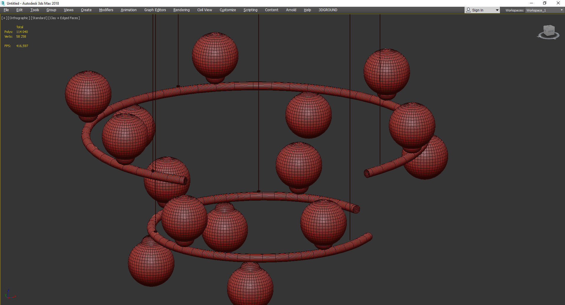 IMERENSE chandelier with balls hanging from it Low-poly 3D model_5