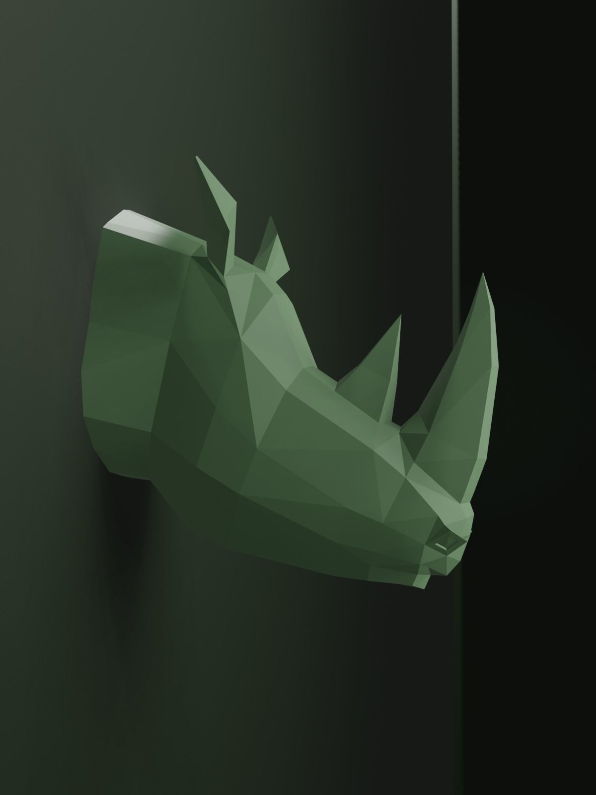 Low Poly Rhinoceros Head Mounted Sculpture 3D print model_2