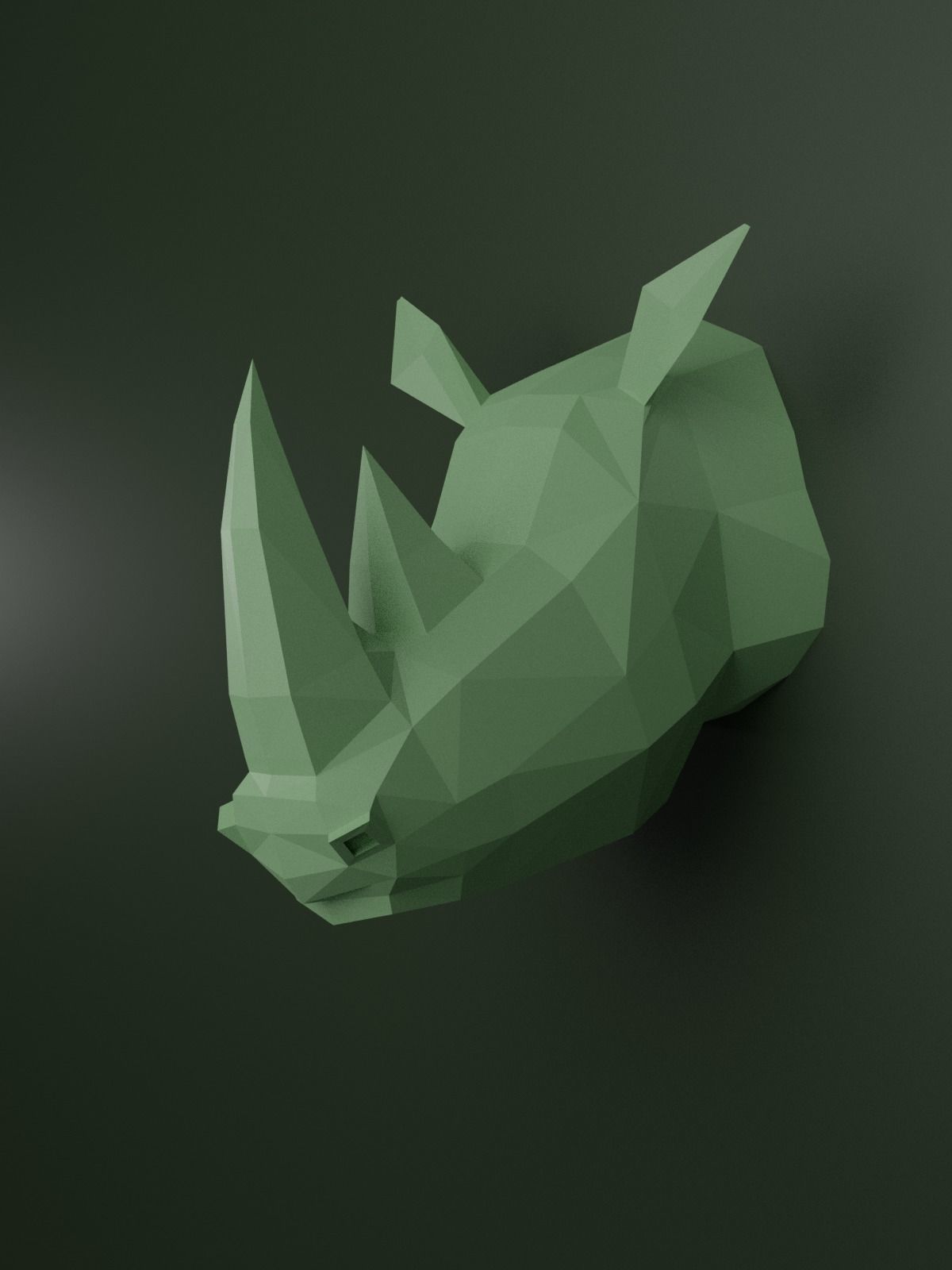 Low Poly Rhinoceros Head Mounted Sculpture 3D print model_8